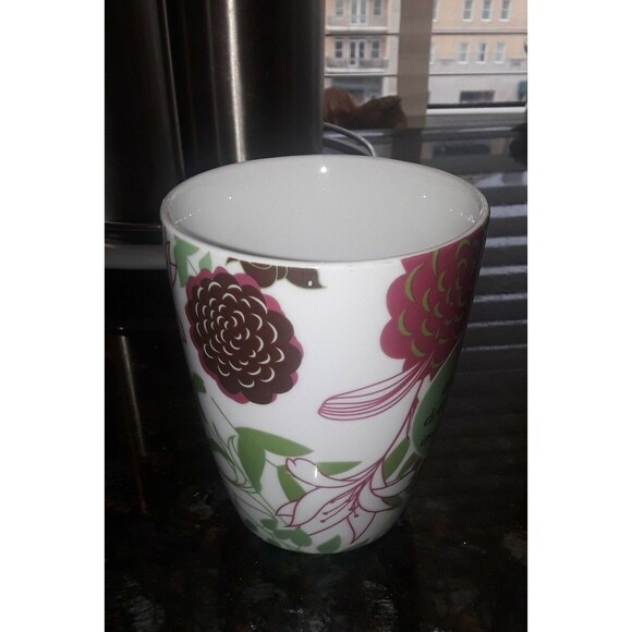 Pier 1 Imports 2011 TRUE FRIENDS Floral Coffee Cup Mug Green Fushia White Multi - Picture 4 of 5